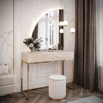 Toaletka kosmetyczna QUINNIE KASZMIR z lustrem LED złoty chrom