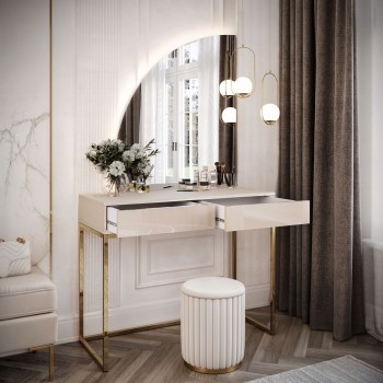 Toaletka kosmetyczna QUINNIE KASZMIR z lustrem LED złoty chrom