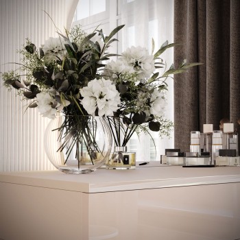 Toaletka kosmetyczna QUINNIE KASZMIR z lustrem LED złoty chrom