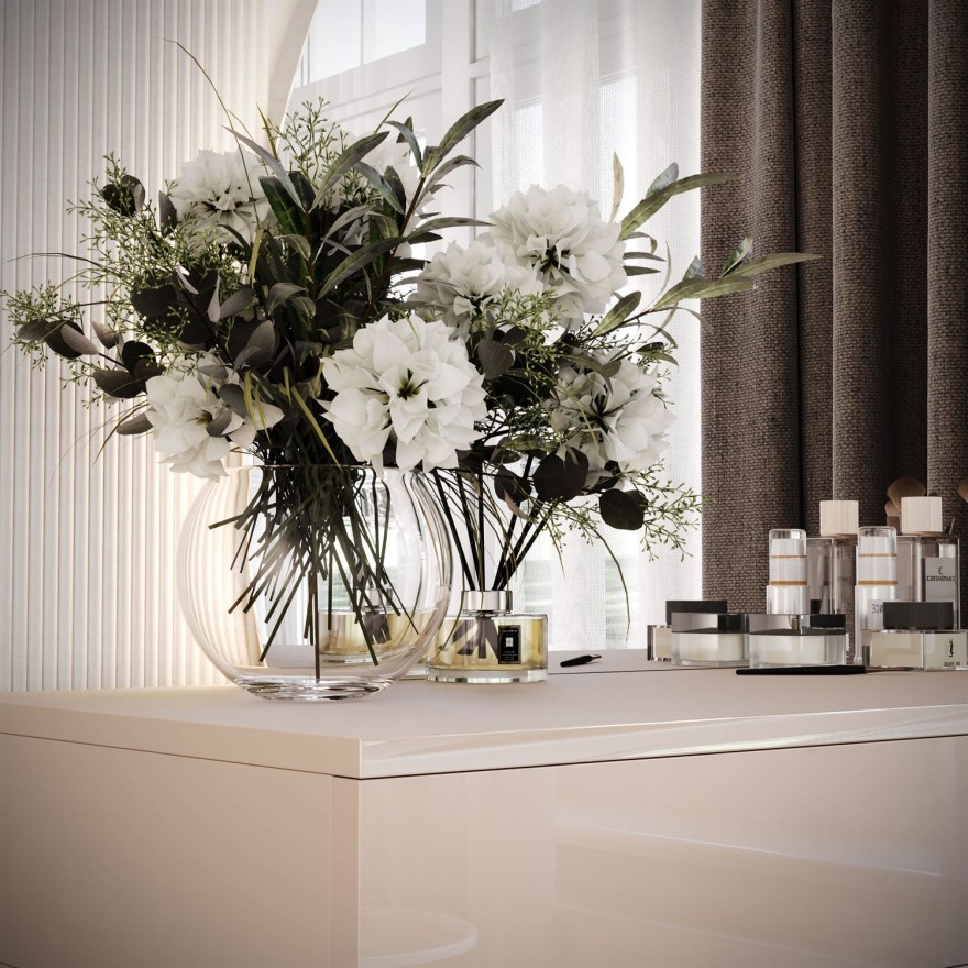 Toaletka kosmetyczna QUINNIE KASZMIR z lustrem LED złoty chrom