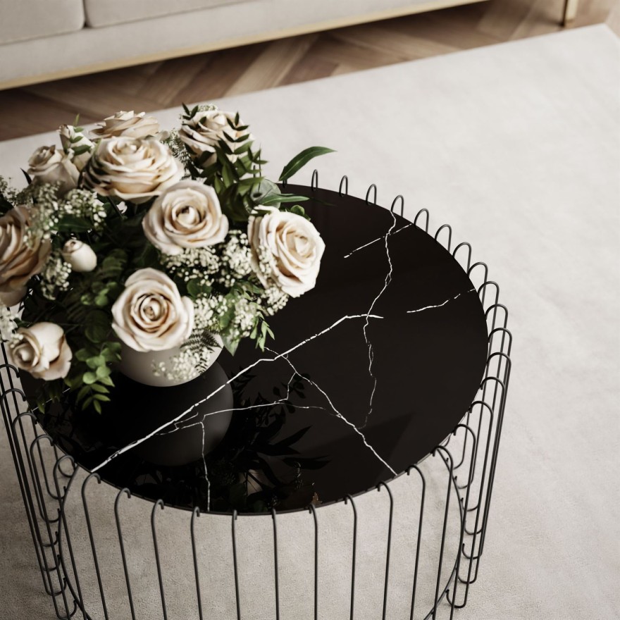 Stolik kawowy MARBELLE z marmurowym blatem