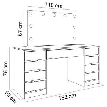 Toaletka MADA DOUBLE ELITE z lustrem i oświetleniem