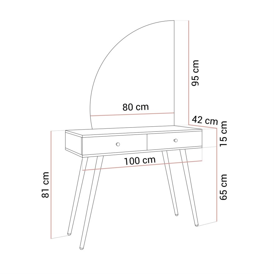 Toaletka kosmetyczna SIENNA-QS KASZMIR z lustrem LED