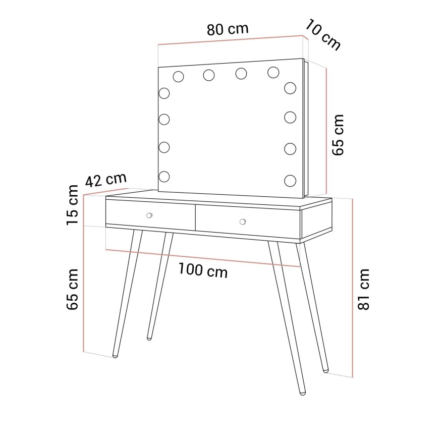 Toaletka SIENNA GOLD ELITE na skośnych nóżkach