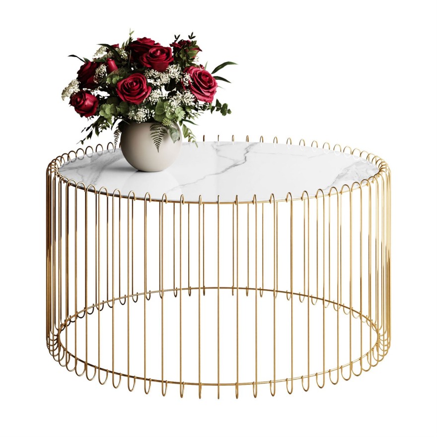 Stolik Kawowy MARBELLE II z marmurowym blatem