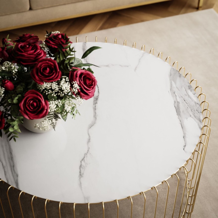 Stolik Kawowy MARBELLE II z marmurowym blatem