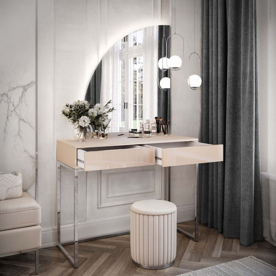 Toaletka kosmetyczna QUINNIE KASZMIR z lustrem LED chrom