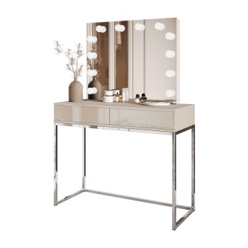 Toaletka kosmetyczna BLANCO KASZMIR ELITE z lustrem i oświetleniem srebrny chrom