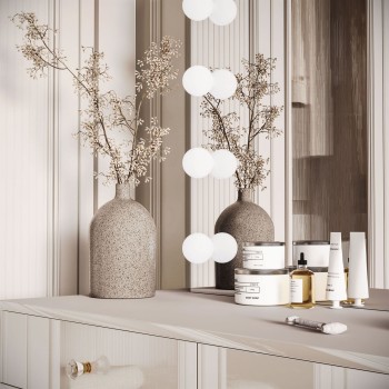 Toaletka kosmetyczna BLANCO KASZMIR ELITE z lustrem i oświetleniem złoty chrom