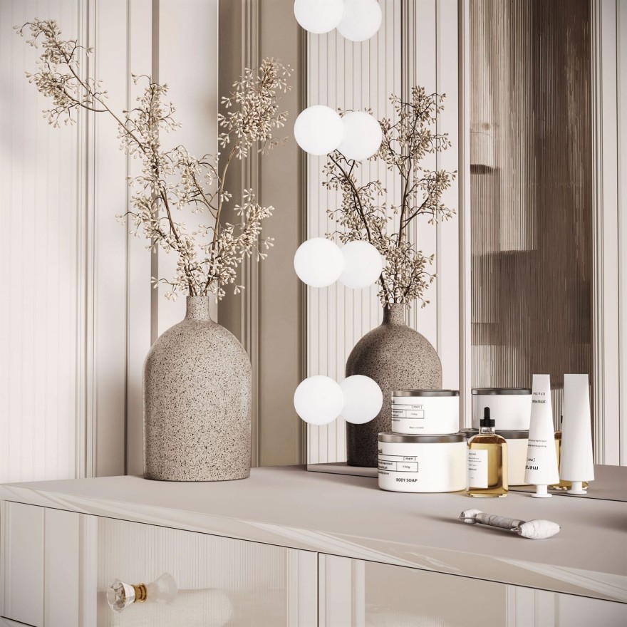 Toaletka kosmetyczna BLANCO KASZMIR ELITE z lustrem i oświetleniem złoty chrom