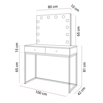 Toaletka kosmetyczna BLANCO KASZMIR ELITE z lustrem i oświetleniem złoty chrom