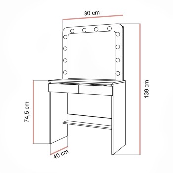 Toaletka LUMINE z lustrem i oświetleniem LED