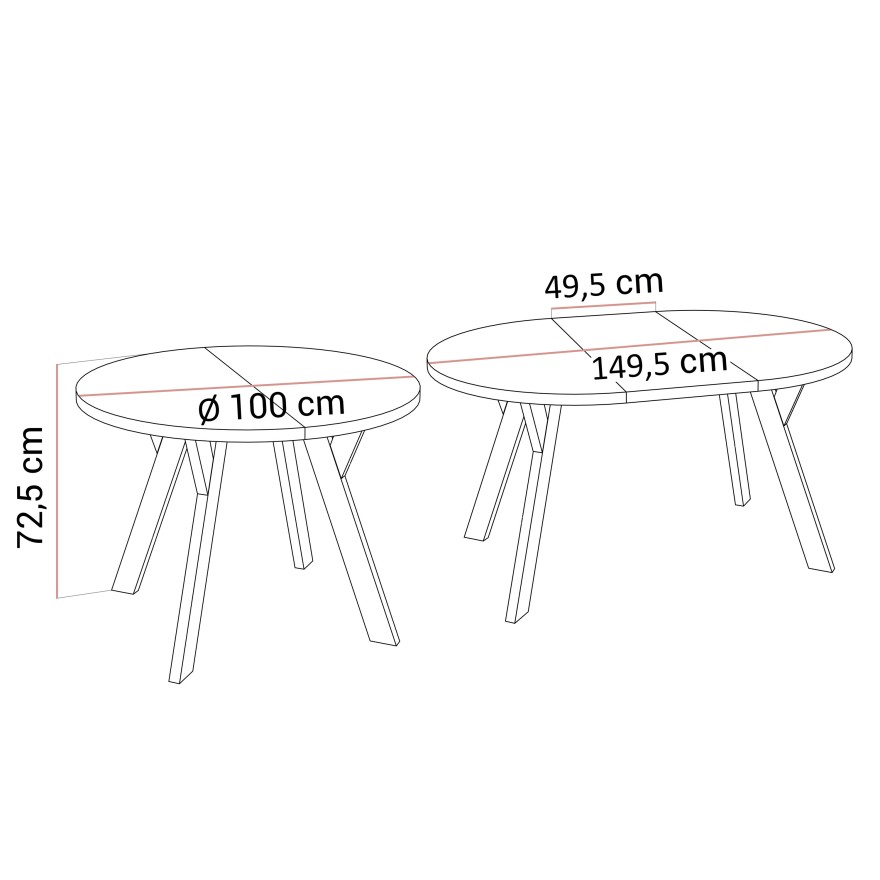 Zestaw do jadalni VOLTA MATT z czterema krzesłami