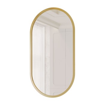 Owalne lustro FLORIS w złotej ramie