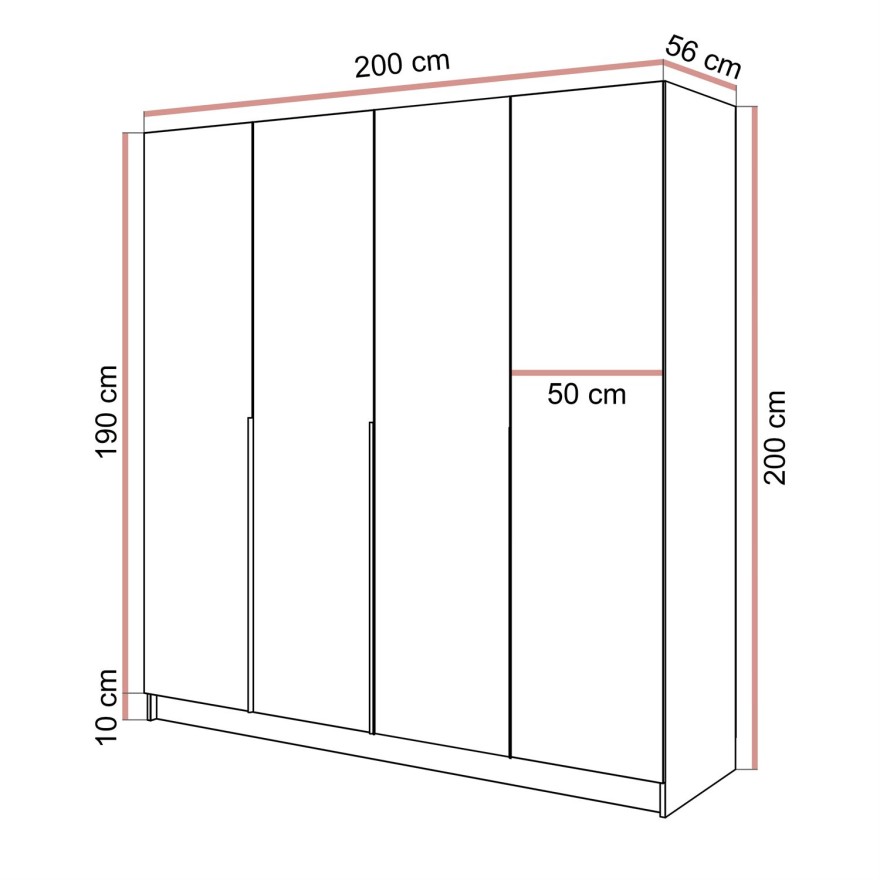 Czterodrzwiowa szafa SAVAGE 4D KASZMIR