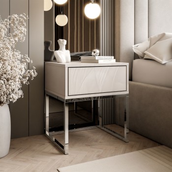 Szafka nocna BLANCO KASZMIR na chromowanym stelażu