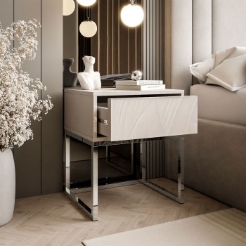 Szafka nocna BLANCO KASZMIR na chromowanym stelażu