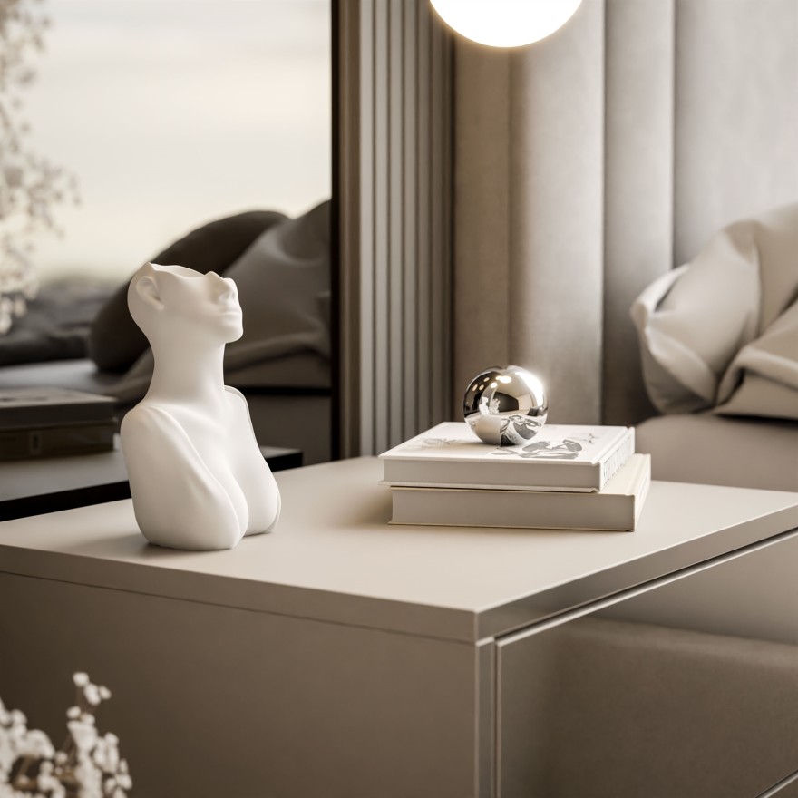 Szafka nocna BLANCO KASZMIR na chromowanym stelażu