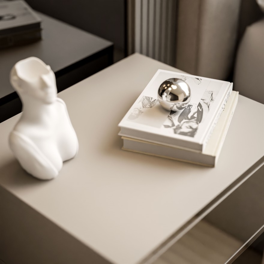 Szafka nocna BLANCO KASZMIR na chromowanym stelażu