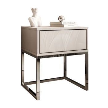 Szafka nocna BLANCO KASZMIR na chromowanym stelażu