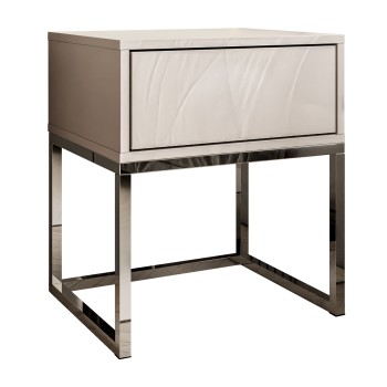 Szafka nocna BLANCO KASZMIR na chromowanym stelażu