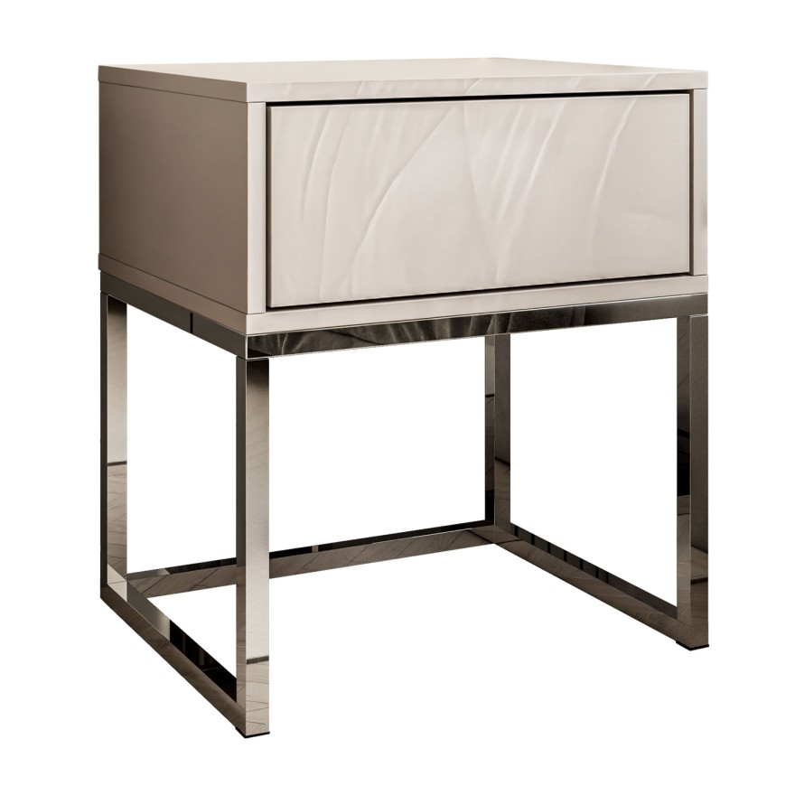 Szafka nocna BLANCO KASZMIR na chromowanym stelażu