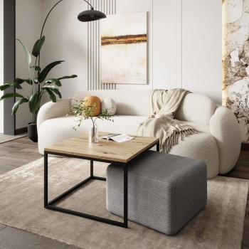 Stolik kawowy YOSHI z pufą czarny dąb artisan wotan stirling