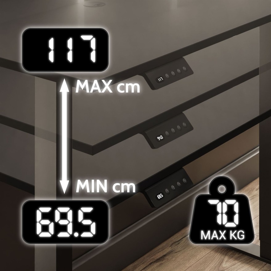 Regulowane biurko SPACE GAMING na metalowych nogach