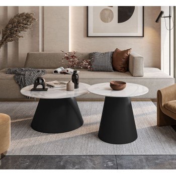 Okrągła ława 2w1 CARTELLE biały marmur