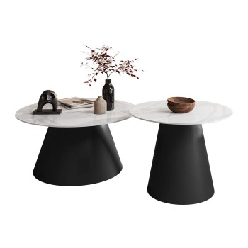 Okrągła ława 2w1 CARTELLE biały marmur