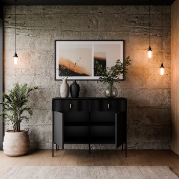 Komoda MIDNIGHT 2D2S z dwiema szufladami na stelażu