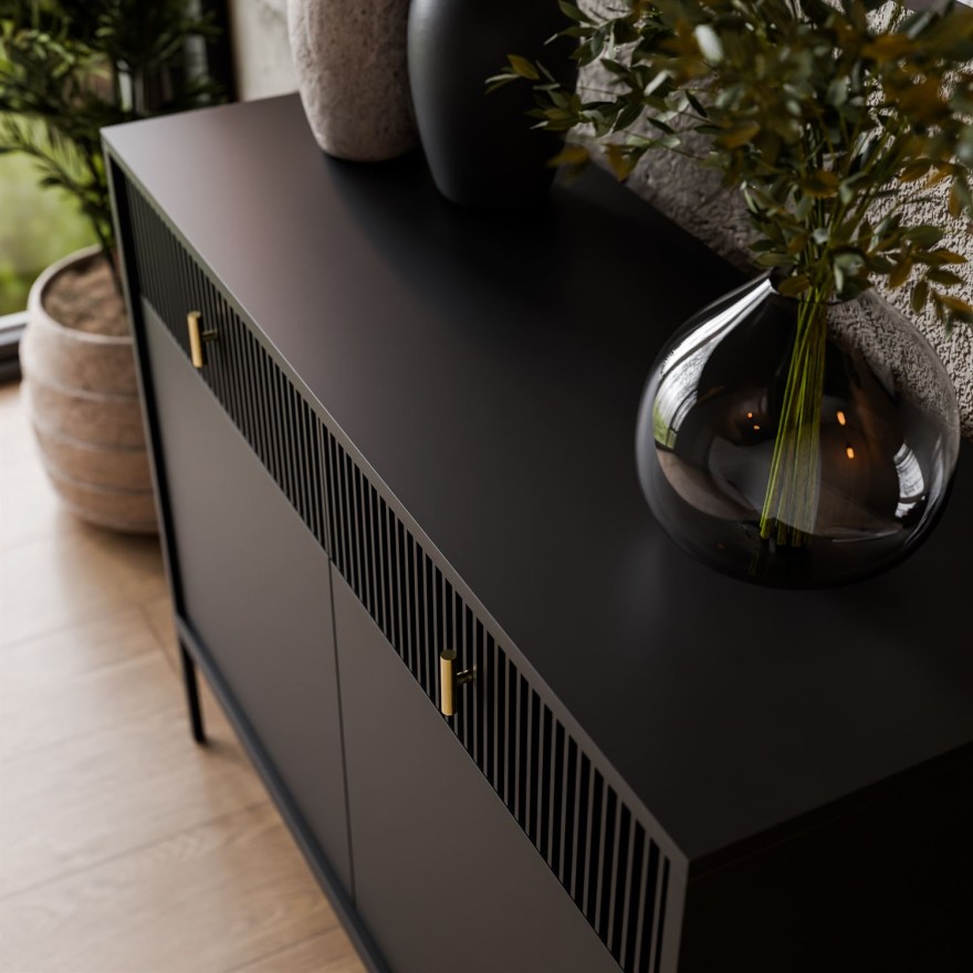 Komoda MIDNIGHT 2D2S z dwiema szufladami na stelażu