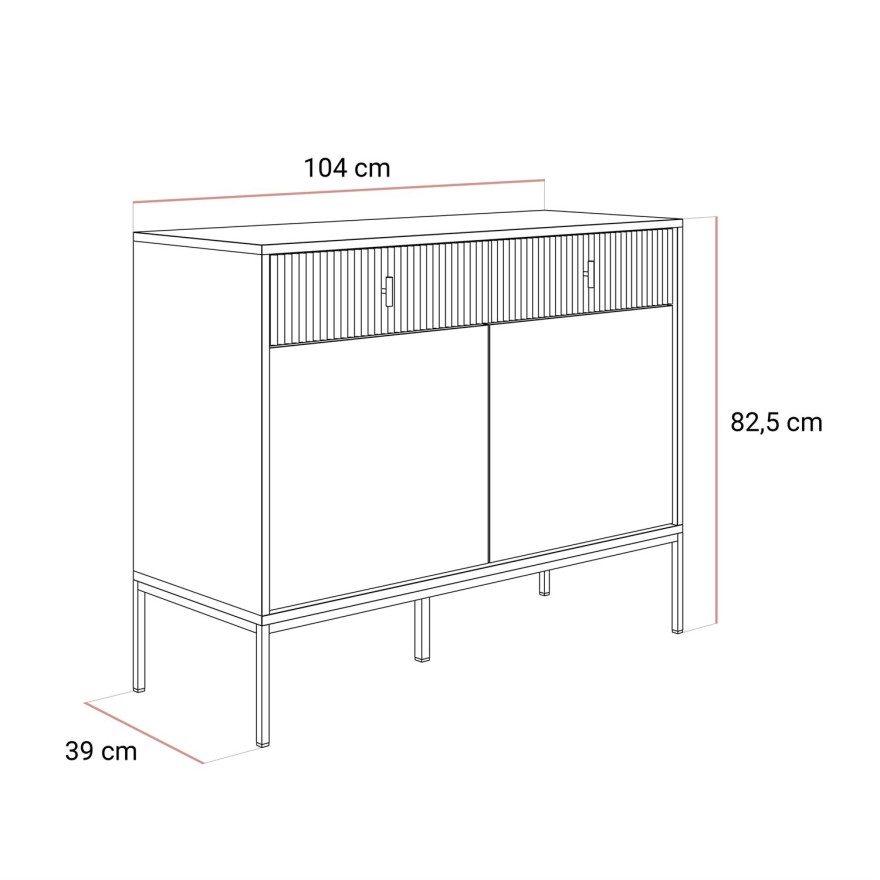 Komoda MIDNIGHT 2D2S z dwiema szufladami na stelażu