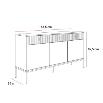 Komoda MIDNIGHT 3D3S z trzema szufladami na stelażu