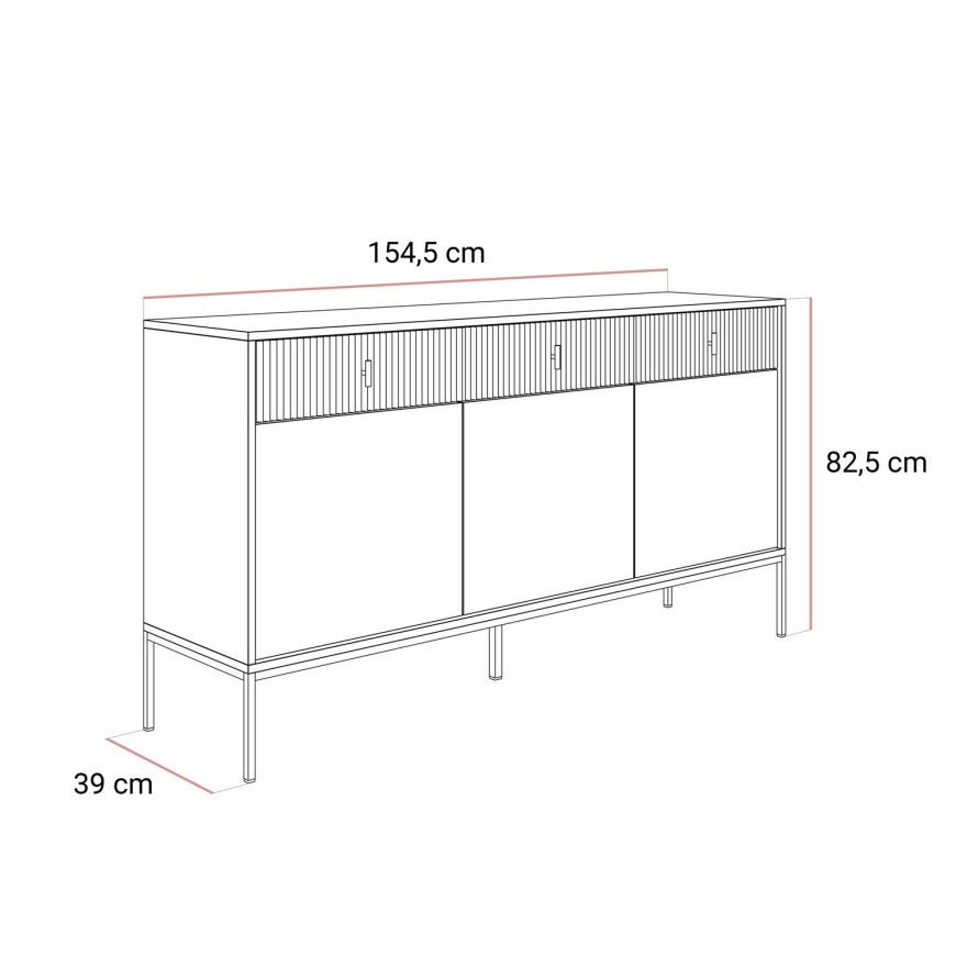 Komoda MIDNIGHT 3D3S z trzema szufladami na stelażu
