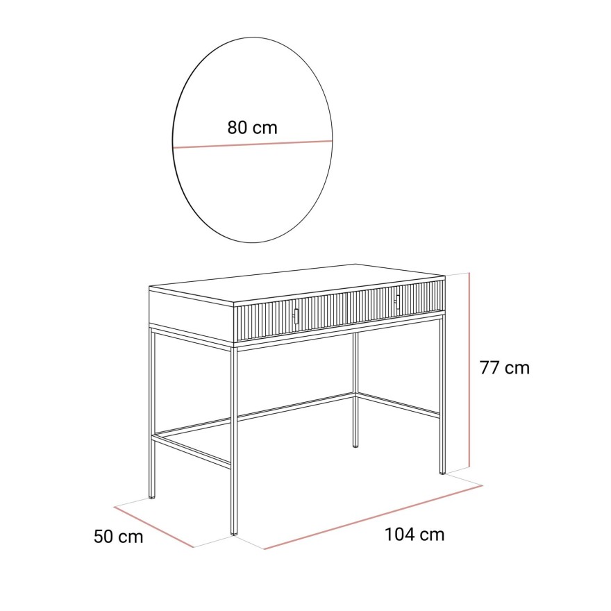 Toaletka MIDNIGHT na stelażu z lustrem i oświetleniem LED