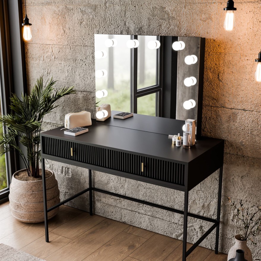 Toaletka MIDNIGHT ELITE z lustrem LED na stelażu