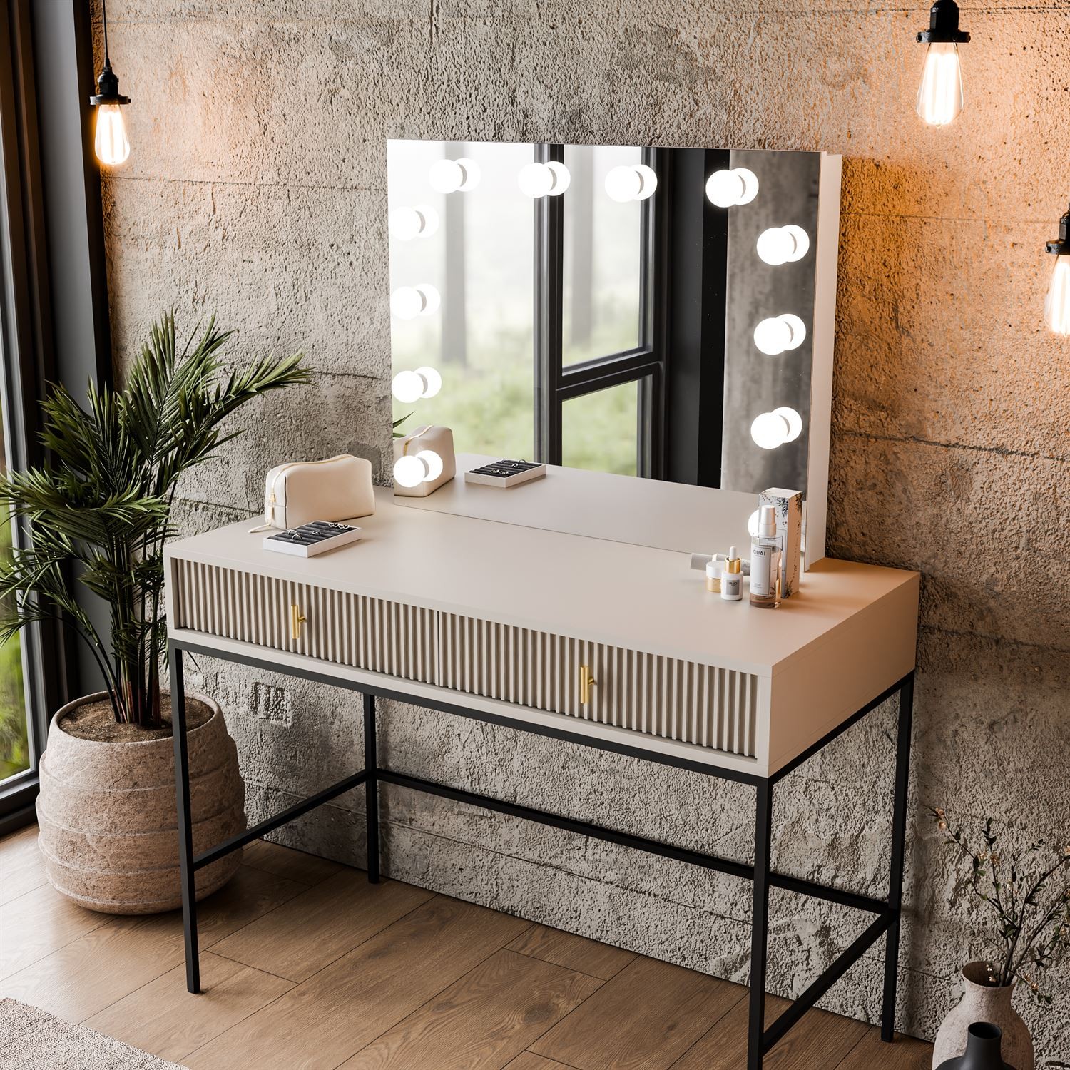 Toaletka MIDNIGHT ELITE z lustrem LED na stelażu
