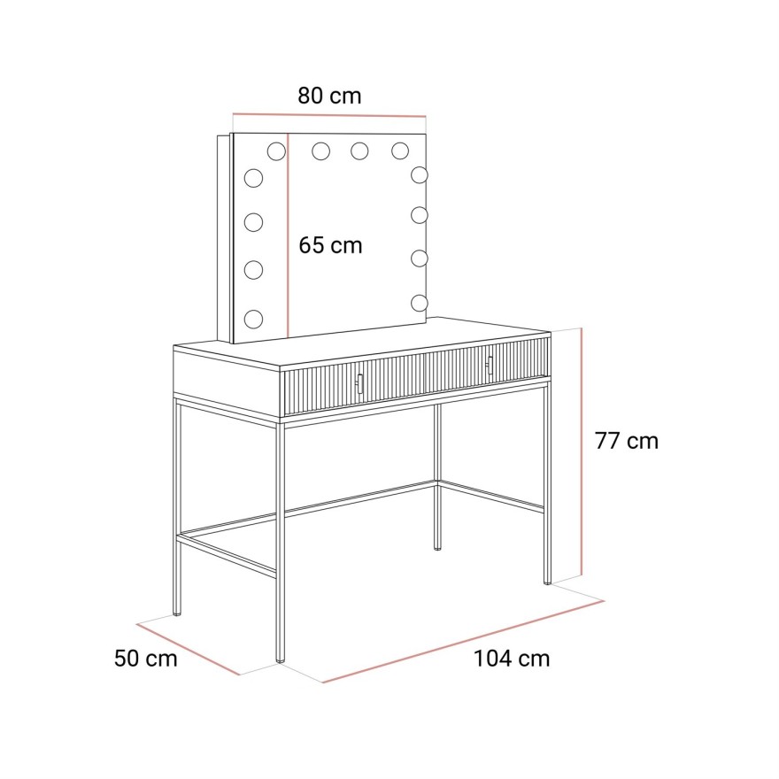 Toaletka MIDNIGHT ELITE z lustrem LED na stelażu