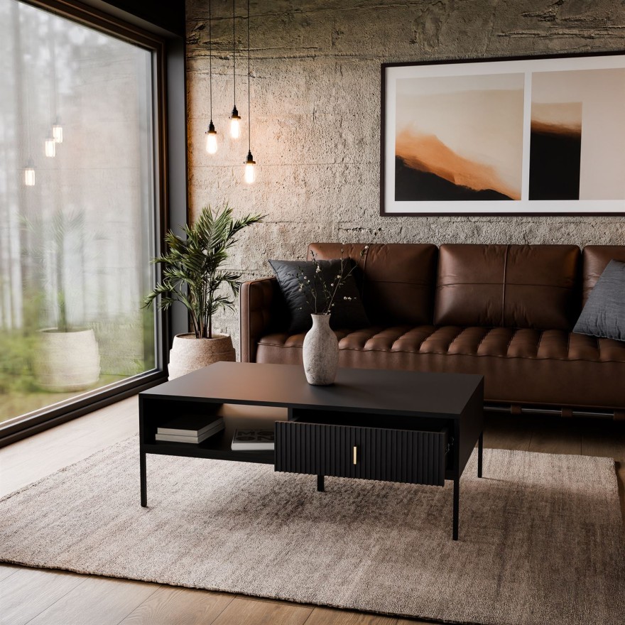 Ława stolik kawowy MIDNIGHT z szufladą na stelażu