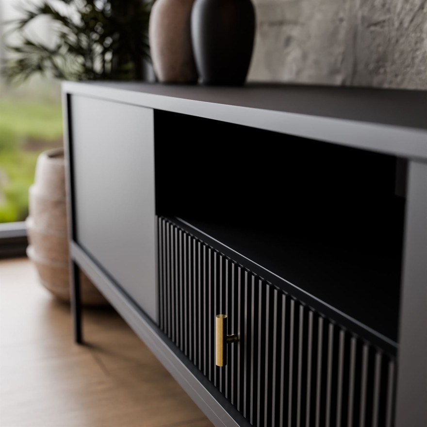 Szafka RTV MIDNIGHT z szufladami na stelażu