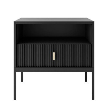 Stolik nocny MIDNIGHT z ryflowanym frontem na stelażu