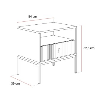Stolik nocny MIDNIGHT z ryflowanym frontem na stelażu