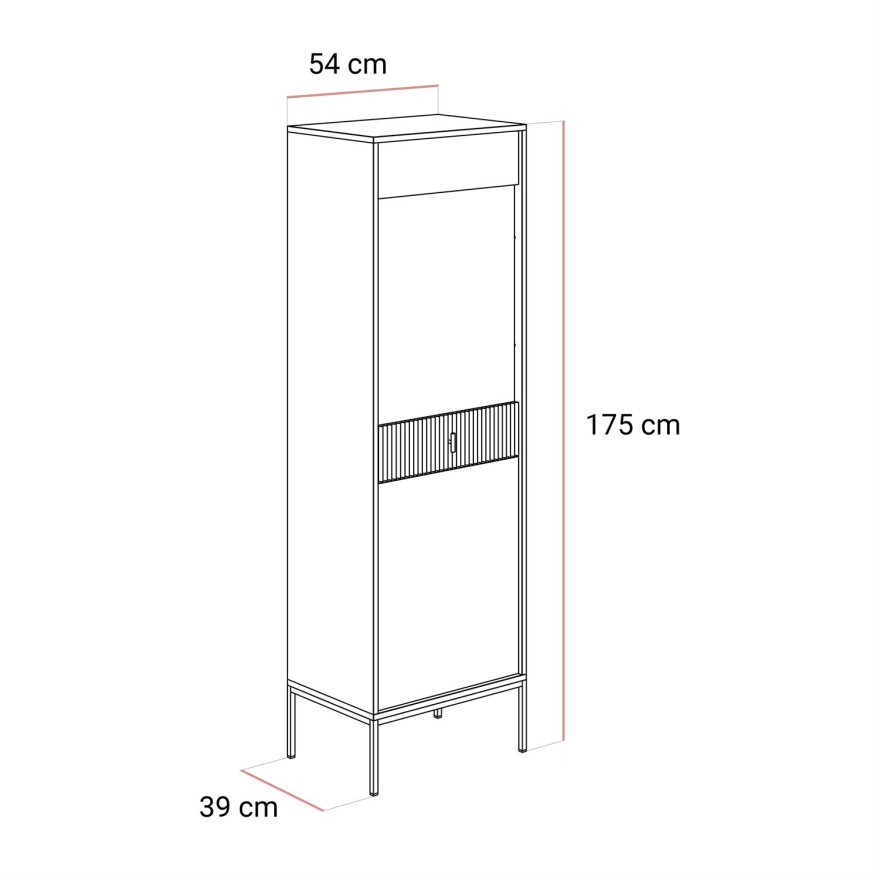 Witryna MIDNIGHT z przeszklonym frontem na stelażu