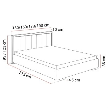 Łóżko tapicerowane AURELIA SILVER z pojemnikiem i metalowym stelażem