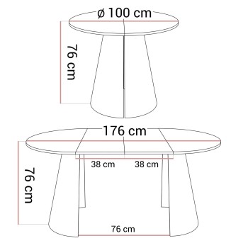 Okrągły stół rozkładany LAVA