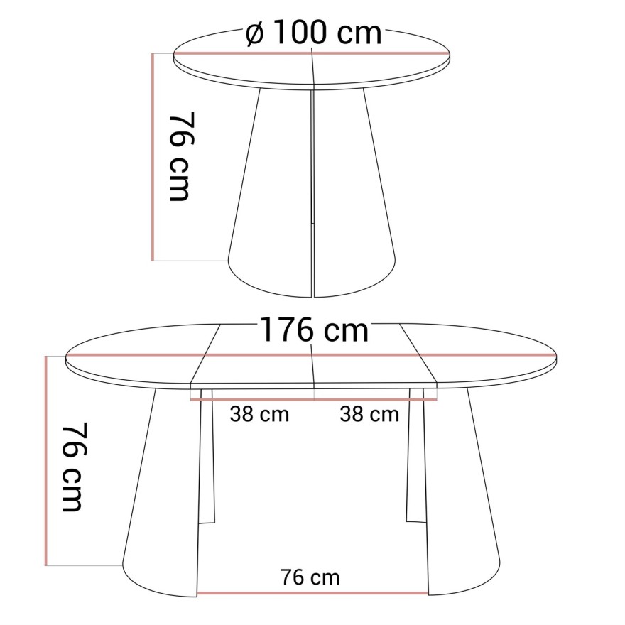 Okrągły stół rozkładany LAVA