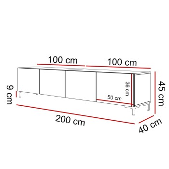 Szafka RTV COLGANTE BETON 200 cm na nóżkach