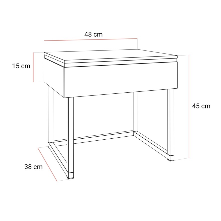 Stolik nocny AURORA SILVER na srebrnym stelażu