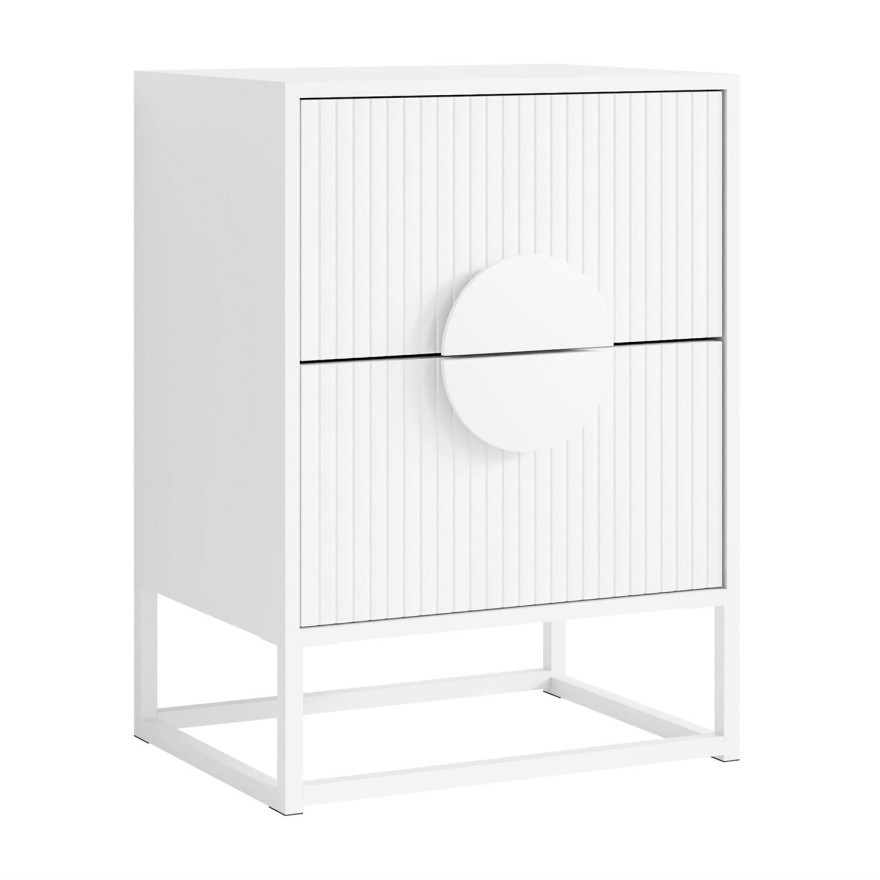 Szafka nocna LUNO z ryflowanym frontem na stelażu